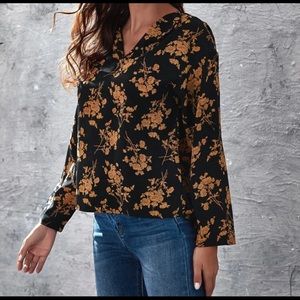 Floral print black and gold colored Xl Blouse